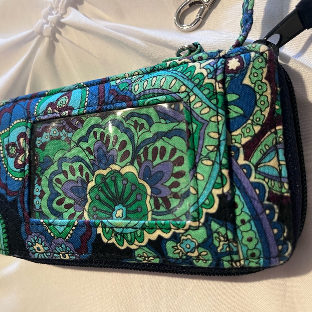 Vera Bradley Blue Rhapsody Navy Green Purple Paisley Wallet Wristlet